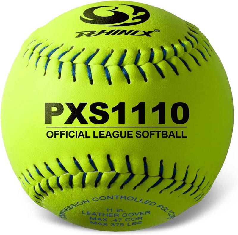 PHINIX Split Leather Fast-Pitch Softball Official Size and Weight Professional Quality 11" & 12" Options (COR .47 / Comp.375) - Image 1